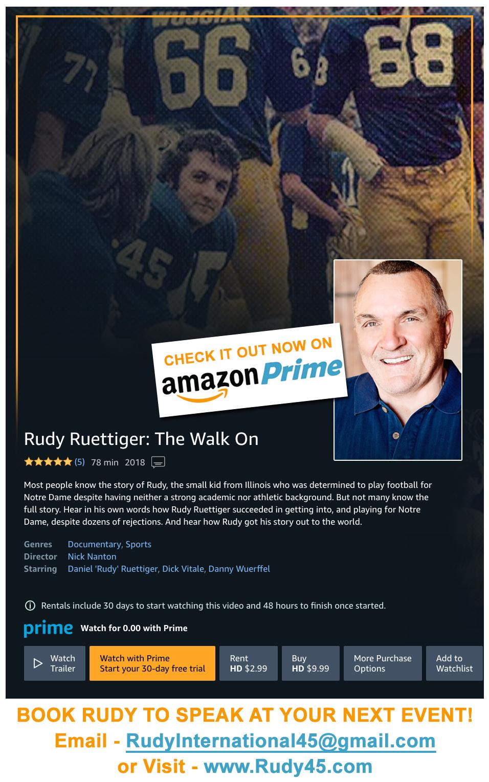 Rudy The Walk On Documentary