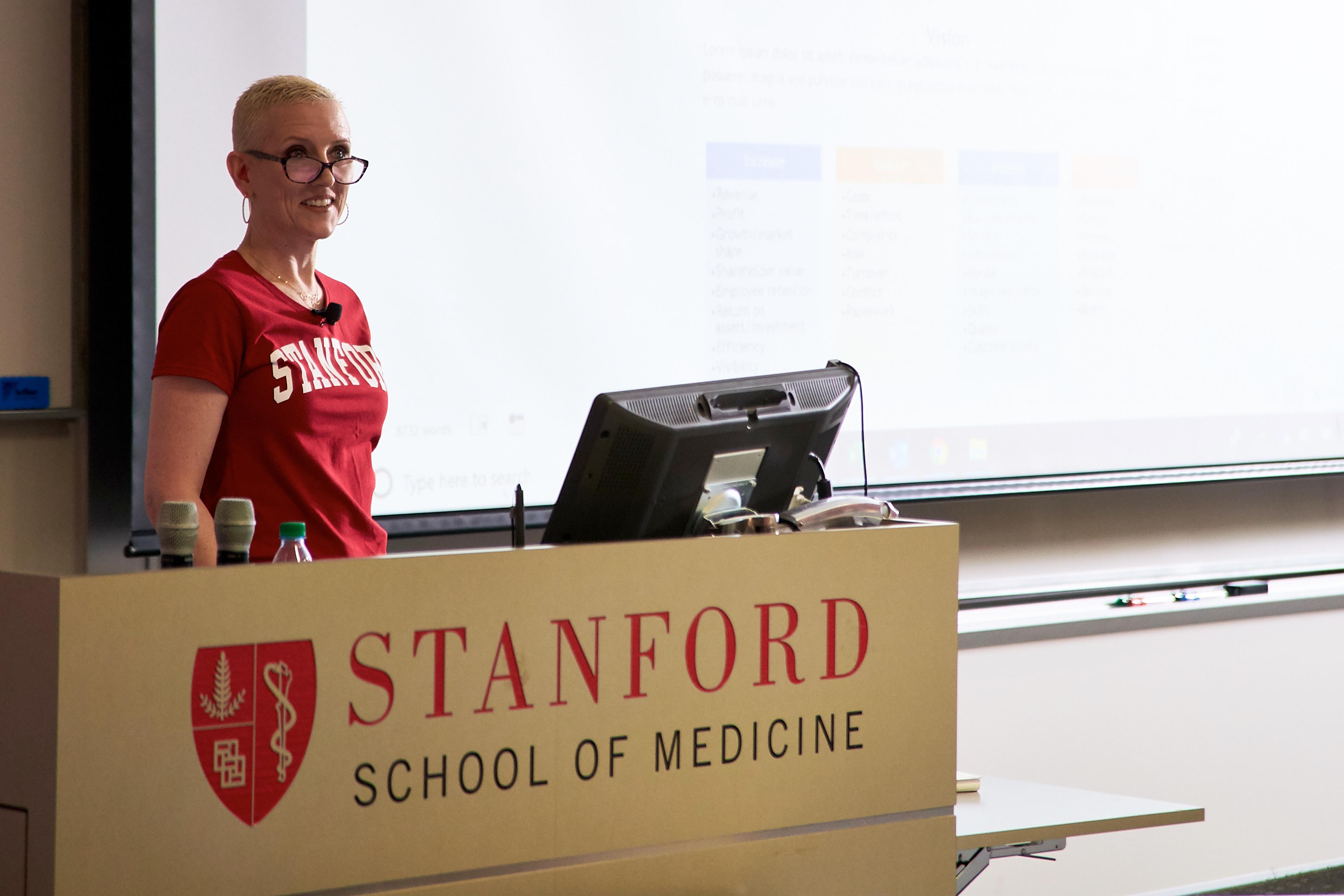 Vickie Sokol Evans teaching at Stanford